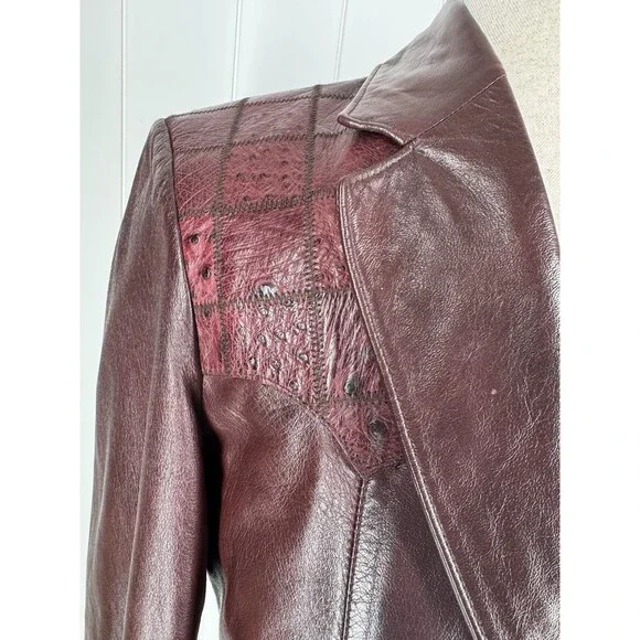 Scully Cherry Leather Ostrich Trim Blazer Jacket Men’s Size 40
